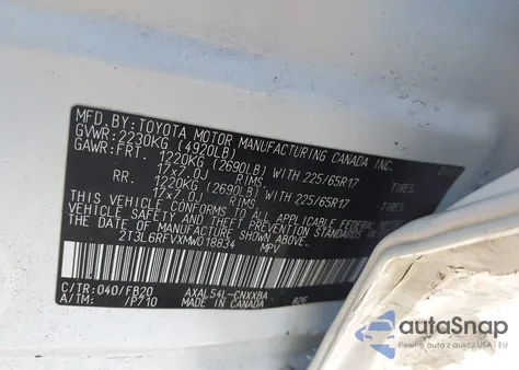 2021 Toyota Rav4 Hybrid Le z USA, uszkodzony, nr VIN 2T3L6RFVXMW018834